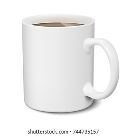 Mug of Cocoa. White mug realistic isolated 3D mockup on white background. Cocoa for Your business project. Vector Illustration