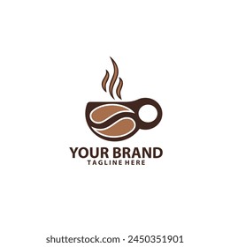 mug coffee bean cafe logo design vector