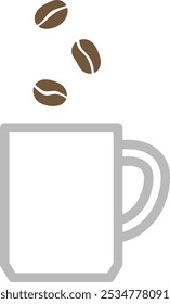 Mug and Coffee Beans isolated vector illustration