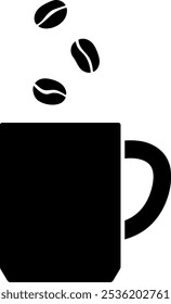 Mug and Coffee Beans isolated vector silhouette