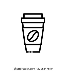 Umarmen mit Kaffeebohnen Linie Symbol. Getränke, Tasse, Liebe, Kaffee, Pflege, Teebeutel, Verdunstung, Café, Tankwagen, Barista, heißes Getränk. Pflegekonzept. Vektorschwarze Linie Symbol auf weißem Hintergrund