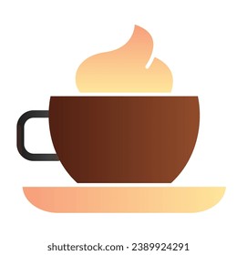 Mug of coffee with foam flat icon. Coffee cup with cream color icons in trendy flat style. Drink gradient style design, designed for web and app. Eps 10