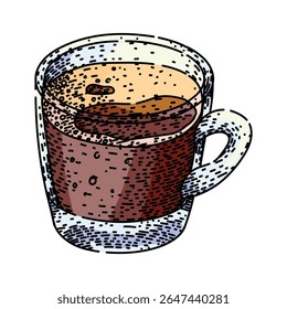 mug coffee glass hand drawn. cup tumbler, espresso latte, brew roast mug coffee glass vector sketch. isolated color illustration