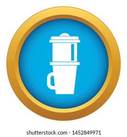 Mug for coffee icon blue vector isolated on white background for any design