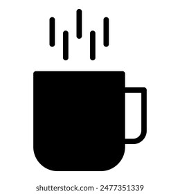 Icono de café de taza o ilustración de logotipo contorno de estilo negro