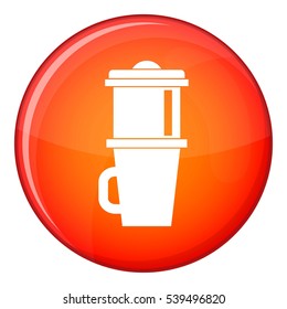 Mug for coffee icon in red circle isolated on white background vector illustration
