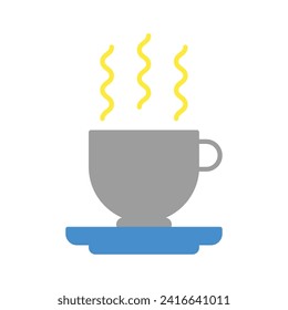 Icono de café mugre vectorial o ilustración de logotipo estilo de color plano 