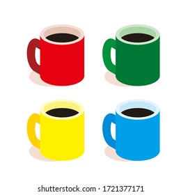 mug coffee illustration vector design mockup. colorful