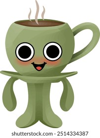 mug of coffee mascot with cheerful and adorable expression