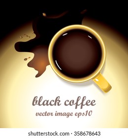 Mug of coffee on a background spilled coffee