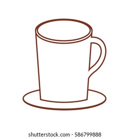 mug coffee plate thin line vector illustration eps 10