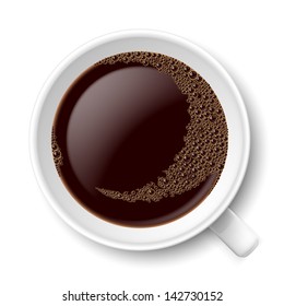 Mug of coffee. Top view illustration on white background