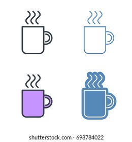 The mug of coffee vector outline icon set. Office supply line symbols and pictograms. Vector thin contour infographic elements. Illustrations for web design, presentations, networks.