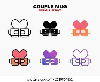 Mug Couple icon set with different styles. Editable stroke and pixel perfect. Can be used for digital product, presentation, print design and more.
