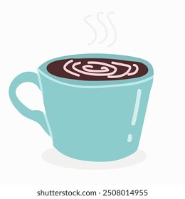 Mug, cup with coffee in flat design style. Vector illustration hand drawn illustration.

