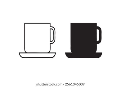 Mug or cup icon vector silhouette. Mug flat design isolated illustration on a white background