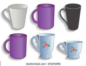 Mug cup for tea and coffee service kitchen vector illustration