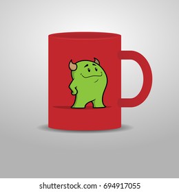 Mug with Cute Cartoon Monster Motive