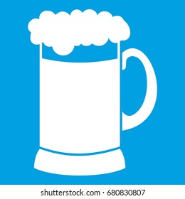 Mug of dark beer icon white isolated on blue background vector illustration