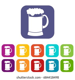 Mug of dark beer icons set