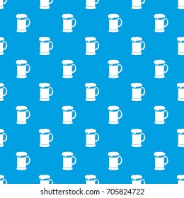 Mug of dark beer pattern repeat seamless in blue color for any design. Vector geometric illustration