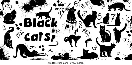 Mug design. Black cats. Vector illustration Art