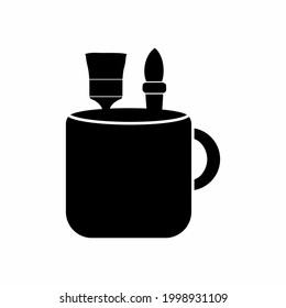 Mug with Design Tools - Style 1. simple illustration. Editable stroke. Design template vector