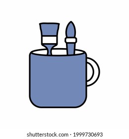 Mug with Design Tools - Style 3 simple illustration. Editable stroke. Design template vector