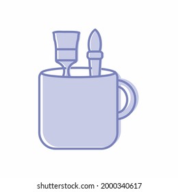 Mug with Design Tools - Style 5. simple illustration. Editable stroke. Design template vector