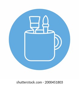 Mug with Design Tools - Style 6. simple illustration. Editable stroke. Design template vector