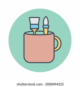 Mug with Design Tools - Style 8. simple illustration. Editable stroke. Design template vector