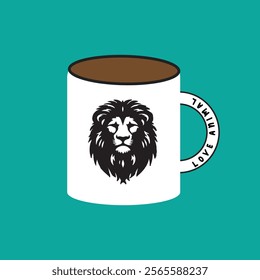 Mug design vector file lion illustration