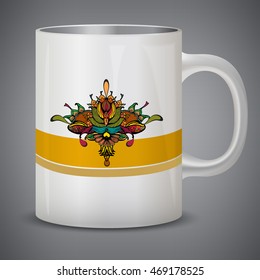  mug design white Persian flower