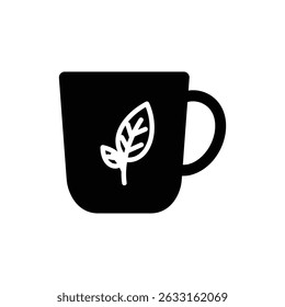 Mug with Diagonal Fill and Leaf - Coffee Cup with Leaf Design