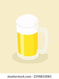 Mug of draft beer on beige background