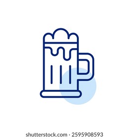 Mug of draught beer with foam. Pixel perfect, editable stroke vector icon