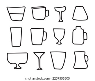 A mug drawn by a line isolated on a white background