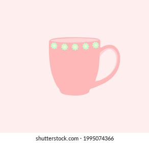 A mug drawn in a minimalist style using soft colors