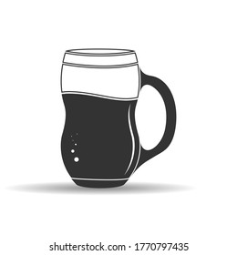 mug with a drink. Empty outline, simple style, isolated on a white background
