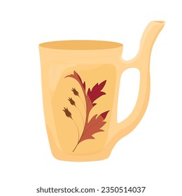 Mug for drinking from the healing thermal springs in Karlovy Vary. Vector illustration. Isolated on white background.  A resort for the treatment of gastrointestinal diseases and health care