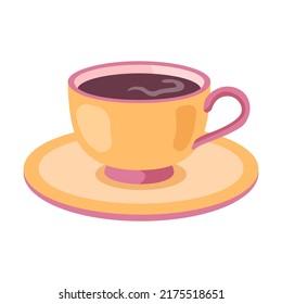 Mug for drinking tea. Teapot, cup with saucer, mug, bowl, pot, jug isolated on white background. Can be used for home, kitchen, coffee break