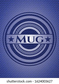 Mug emblem with denim texture. Vector Illustration. Detailed.