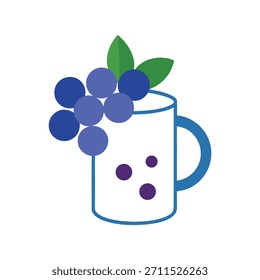 Una taza con el icono de la uva y el arándano