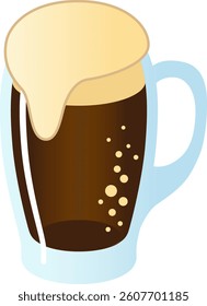 The mug filled with beer