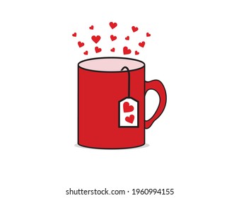 A mug filled with love and heart. Romance