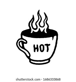 MUG WITH FIRE BLACK WHITE BACKGROUND