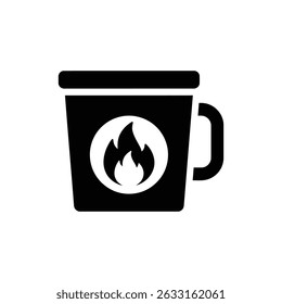 Mug with Flame Symbol at Center - Hot Beverage Cup with Fire Icon