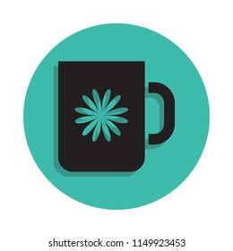 mug with flower icon. Element of printing house for mobile concept and web apps icon. Thin line icon with shadow in badge for website design and development, app development