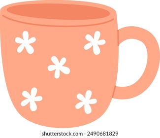 Mug With Flowers Vector Illustration