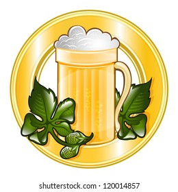 mug of foam beer icon with hope into circle frame